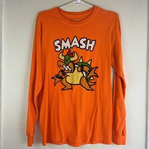 Nintendo Terminal Montage Bowser Smash Long Sleeve Shirt Size S Small